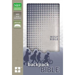 NIrV Backpack Bible, Leathersoft, Blue/Silver