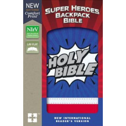 NIrV Super Heroes Backpack Bible, Leathersoft, Blue/Red