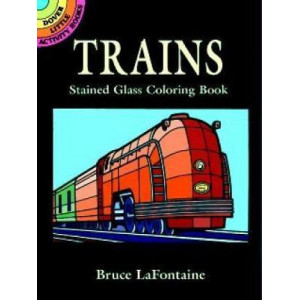 Trains Stained Glass Colouring Book