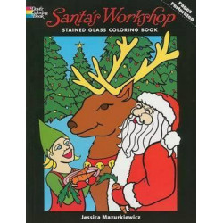 Santa's Workshop Stained Glass Coloring Book