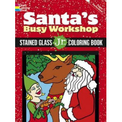 Santa's Busy Workshop Stained Glass Jr. Coloring Book