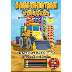 Activity Stencil Books - Construction Vehicles