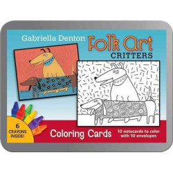 Folk Art Critters Gabriella Denton Coloring Cards Cc106