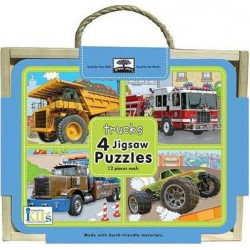 Green Start Jigsaw Puzzle Box Sets: Trucks (4 - 12 Piece Puzzles)